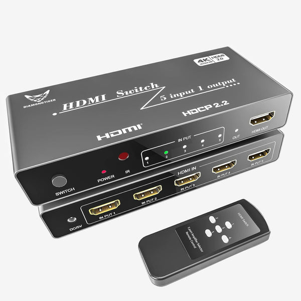 HDMI Switch 4K 5-input |1-output With IR Remote Control