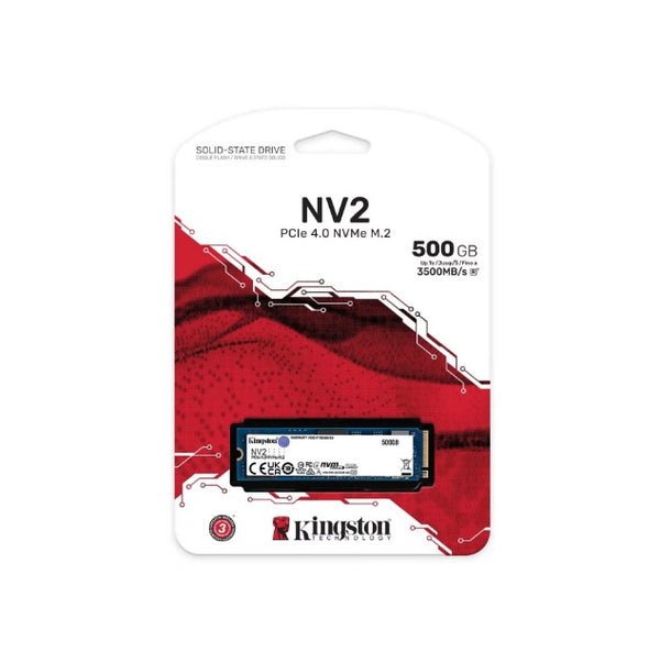 Kingston PCIe NVMe NV2 Gen4 500GB | R/W: 3,500/2,100MB/s