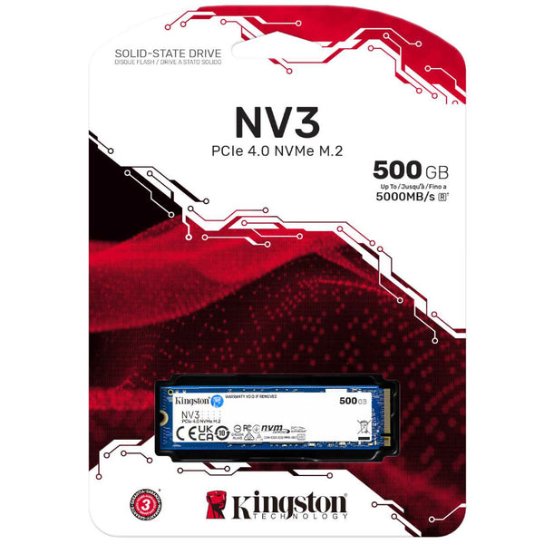 Kingston PCIe NVMe NV3 Gen4 500GB | R/W: 5,000/3,000MB/s